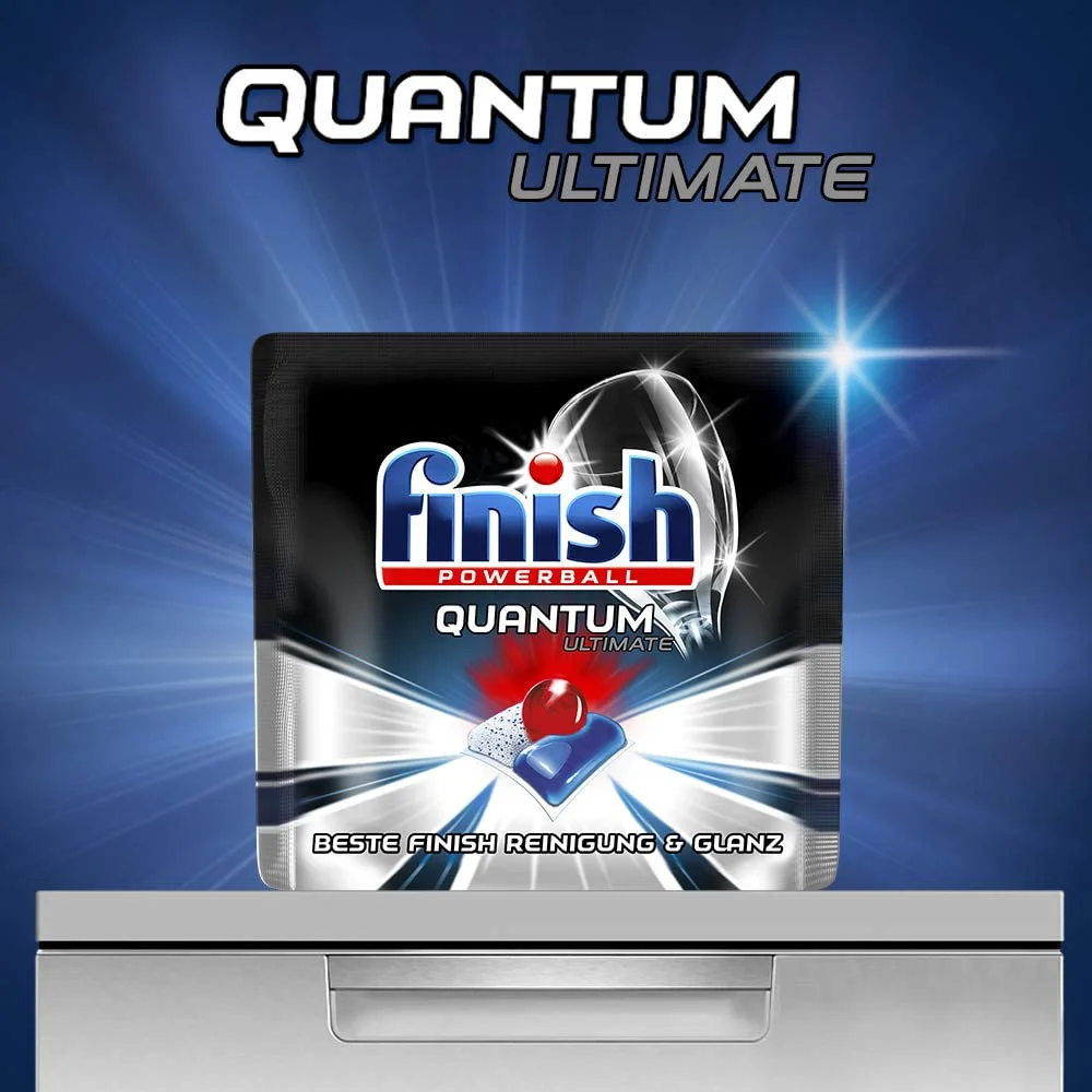 Viên rửa Finish Quantum Ultimate giúp chén đĩa sạch, sáng bóng