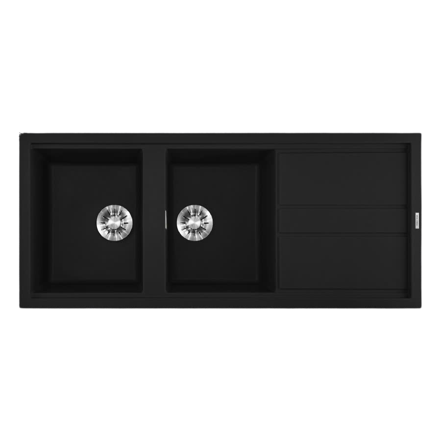 Chậu rửa chén đá Granite 2 hố Black K50086 kích thước 116cm