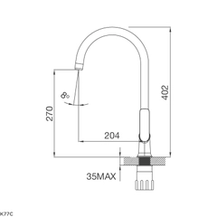 Vòi rửa chén nóng lạnh K77C đồng thau chrome - Ảnh 2