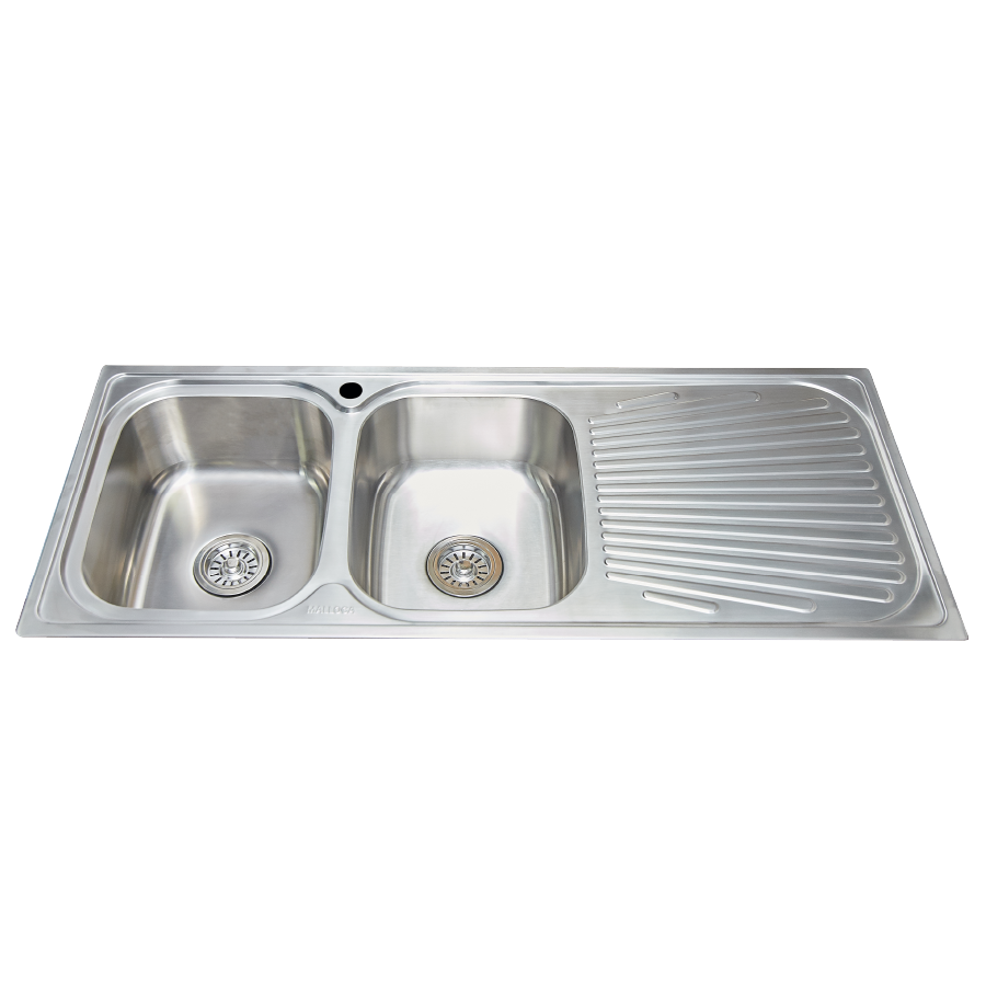 Chậu rửa chén 2 hố MS1026R inox 304 kích thước 118cm
